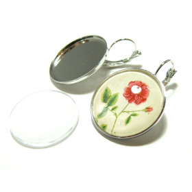 20 pièces: 10 Supports Boucle d'oreille  25mm  qualité couleur PP et 10 cab