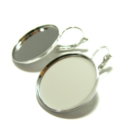 Apprêt 10 Supports Boucle d'oreille  25mm  qualité couleur argent platine