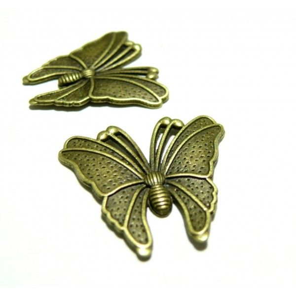 Apprêt bijoux 2 pendentif magnifique papillon 2Y4214 Bronze 