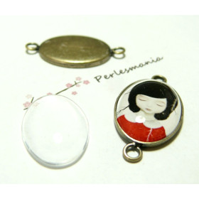 20 pièces: 10 Supports connecteur 13 par 18mm qualité BR et 10 cabochons