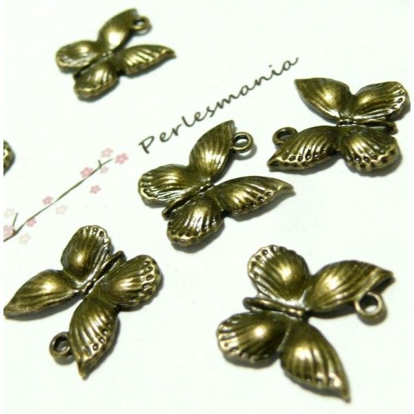 Apprêt 10 breloques bronze Papillon de nuit ref A2409 