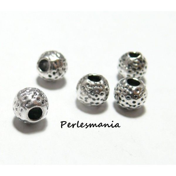 Apprêts et perles: 10 perles intercalaires P611 Vieil argent  style martelées 