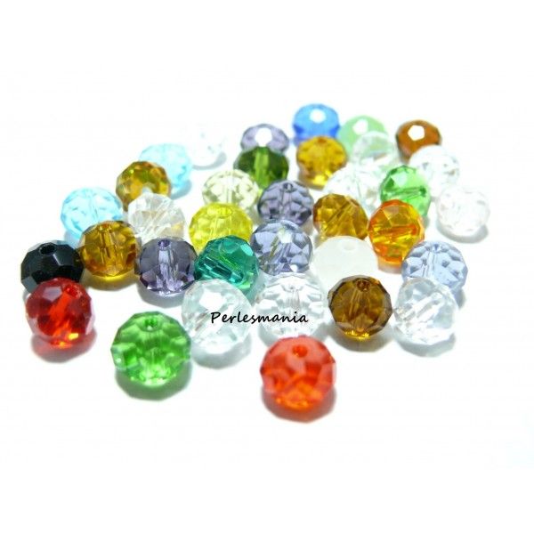 10 rondelles de verre facetté multicolores 6 par 8mm 2J2101