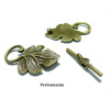 Apprêt bijoux 10 set magnifique fermoirs P2007Y feuille de vigne Bronze 