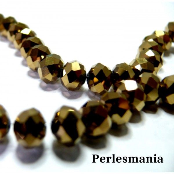 1 fil d'environ 70 perles de cristal facetté bronze 6 par 8mm 2J1311 