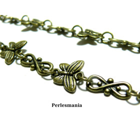 Apprêt bijoux 20 cm  chaine papillon bronze  ref 25 