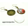 20 pièces: 10 Boucle d'oreille  crochet Qualité 25mm BR et 10 cabochons 