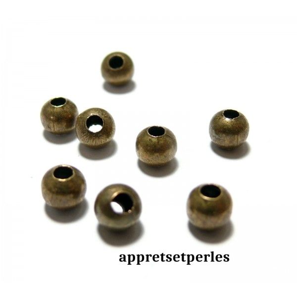 Apprêts et perles: 100 perles 2N6340 intercalaires rondes 6mm Bronze 