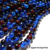 Offre spéciale: 1 fil environ 145 perles de verre craquelé bicolore Bleu nuit et rouge 6mm PA57 