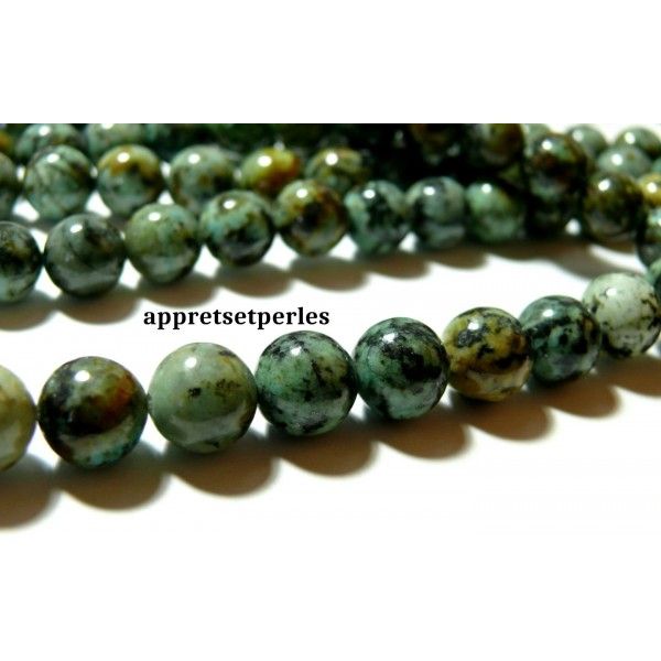 Apprêt et perles: 1 fil d'environ 110 perles Turquoise Africaine ronde 4mm 