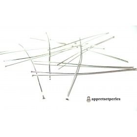 100 tiges têtes plates Argent VIF 0.8 par 70mm 