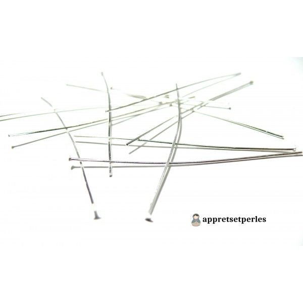 100 tiges têtes plates Argent VIF 0.8 par 70mm 