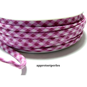 Apprêt 50cm ruban cordon spaghetti 7mm ref FFcollection 507 vichy rose 
