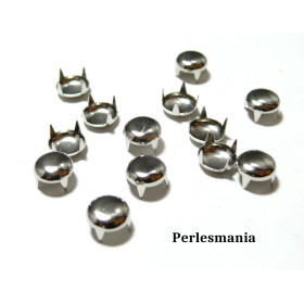 Apprêt bijoux: lot de 10 clous rivet 9mm rond à 4 griffes 