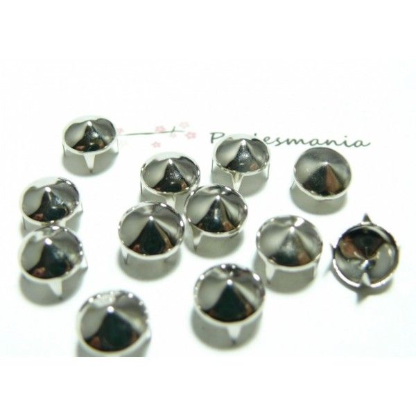 Apprêt bijoux: lot de 10 clous rivet 12mm rond à 4 griffes 