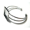 Apprêt 1 bracelet   carré double 25mm  argent platine pour image collage digitale 