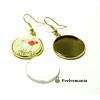 4 pièces: 2 Boucle d'oreille  corchet Qualité 20mm OR et 2 cabochons en verre 
