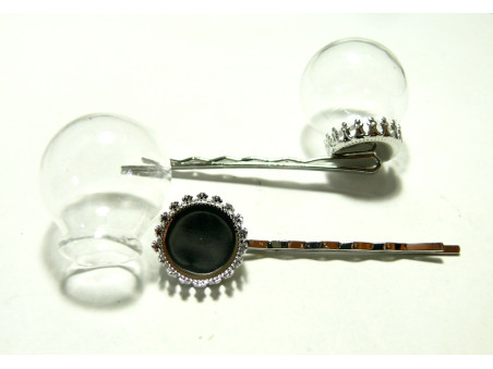 2 pièces: 1 Support de barrette couronne 15mm PP  ref 14363 et 1 globe 