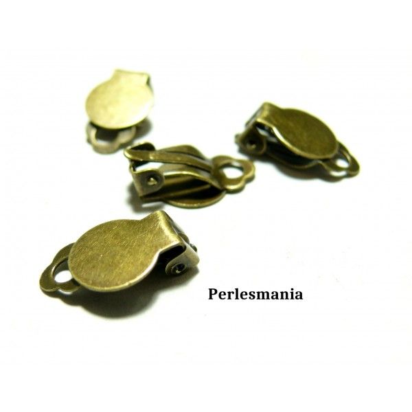Apprêt et perles: 10 support de Boucle d'oreille clips bronze PQA2216 