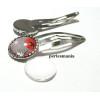 2pièces: 1 support de barrette clip 16mm PP rouleau ref 28001 et 1 cabochon 