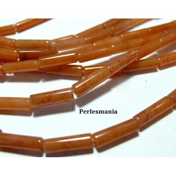 Apprêt et perles: 10 tubes Aventurine Orange en 4 par 13mm 