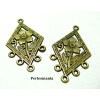 Apprêt bijoux 4 mulit connecteurs 2D4424  fleurs fleurs bronze 