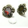 2 pièces: 1 bague fleur  2M6202 pour cabochon en 20mm Bronze et 1 cab 