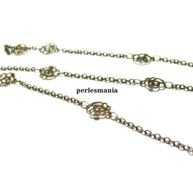 Apprêt pour bijoux: 1m Bronze chaine dentelle fleur  ref 595 