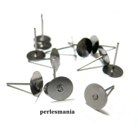 Apprêts et perles: 100 Supports de Boucle d'oreille clou 8mm  GUN metal 