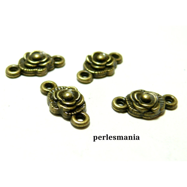 Apprêt bijoux 10 pendentifs 2Y2806 connecteur rose ovale  Bronze 