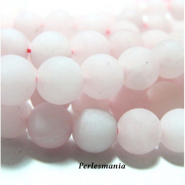 Apprêt bijoux 10 perles 8mm  Quartz rose effet givre 