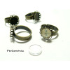 2 pièces: 1 Support de bague double vague 10mm bronze et 1 cabochon