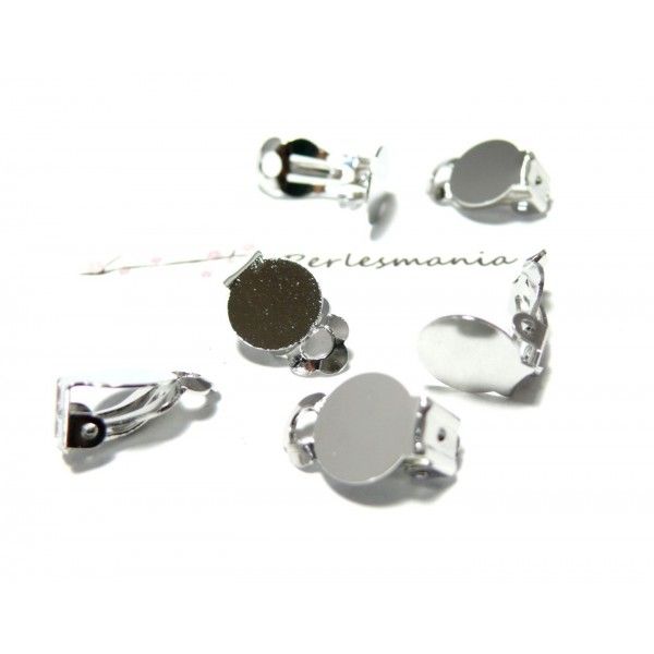 Apprêt et perles: 10 supports de Boucle d'oreille clips argent platine 