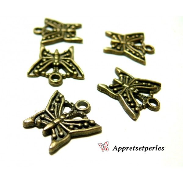 Apprêt pour bijoux: 10 pièces pendentif papillon  Bronze ref A0190 