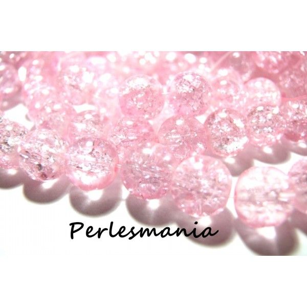 Offre spéciale: 1 fil environ 100 perles de verre craquelé rose pale 8mm 2O5714 