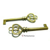 Apprêt bijoux 2 pendentifs   grande clé  coeur bronze ref 278 