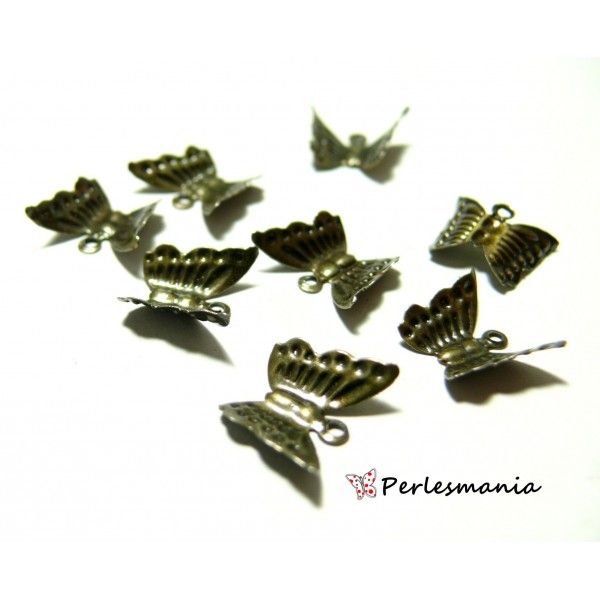 Fournitures bijoux: 50 breloques  papillon bronze ref 7 