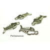 Apprêts et perles: 10 pendentifs poissons avec arrêtes viel argent 2A5319 