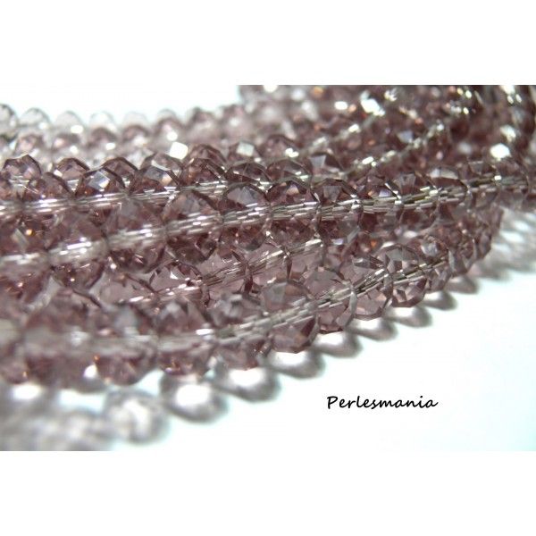 Accessoires bijoux: 20 perles Rondelles 6 par 8mm Cristal  imitation  2J1343 facettée Amethyste 
