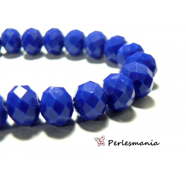 Perles pour bijoux: 20 Rondelles 6 par 8mm Cristal  imitation  2J1750 bleu nuit facettée 