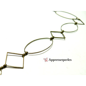 Apprêt pour bijoux: 1 M Chaine support cuivre Ovale et losange bronze ref 4 