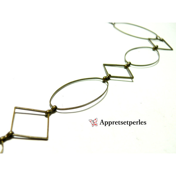 Apprêt pour bijoux: 1 M Chaine support cuivre Ovale et losange bronze ref 4 