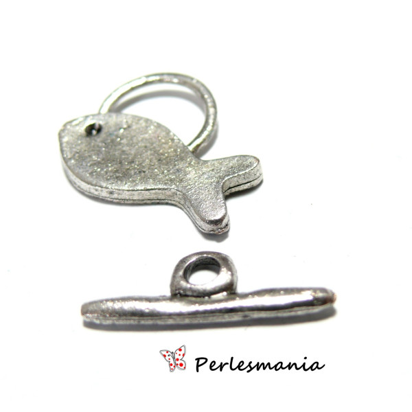 Fermoirs Toggle Poisson 26.5 x 21 mm – Alliage de Métal – Argent Antique