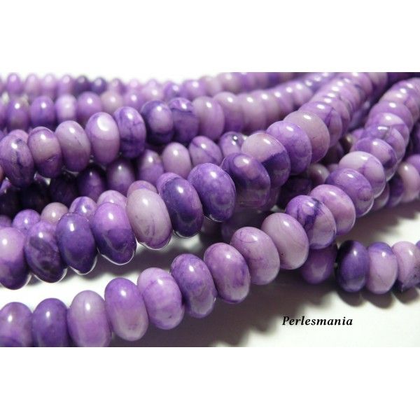 Perles pour bijoux: 10 perles agate larimar violette rondelles  6 par 10 mm 