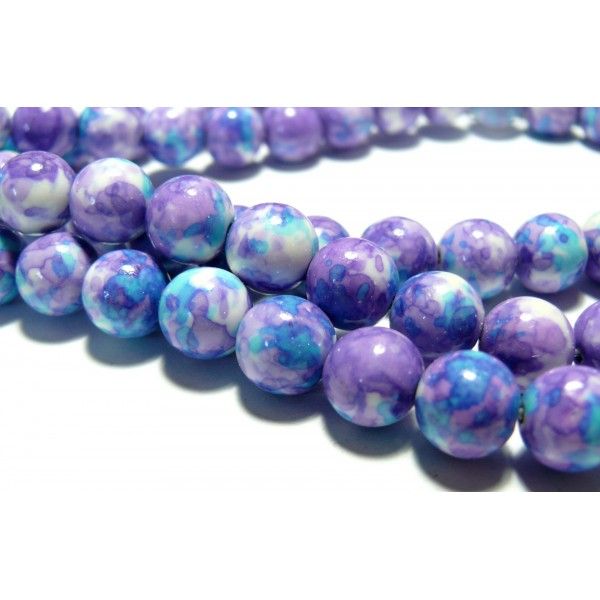 Perles pour bijoux: 10 perles pierres teintées bleu violet 6mm 