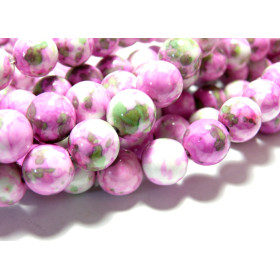 Perles pour bijox: 1 fil d'environ 66 perles pierres teintées vert rose 6mm 