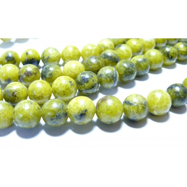 1 fil d'environ 64 perles turquoise africaine jaune 6mm 