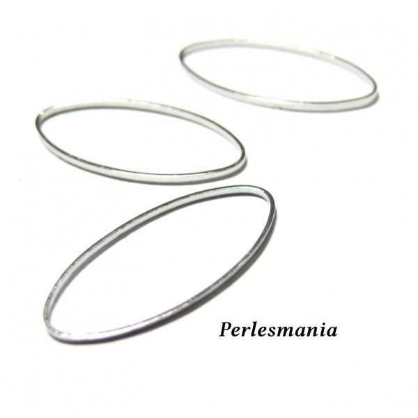 Apprêt pour bijoux: 10 pendentif sgrand anneau oval argent platine 25 par 12mm 