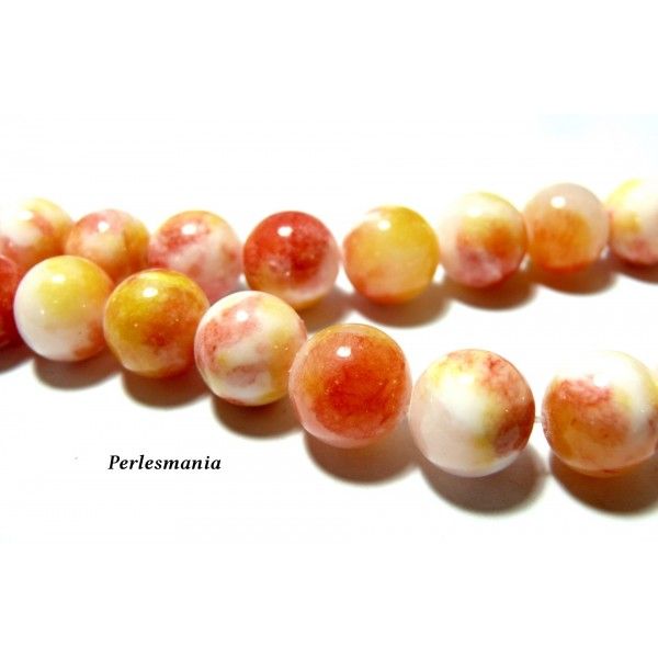Apprêt et perles: 2 perles  jade teintée 12mm jaune et rouge ref73510 