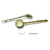 4 pièces: 2 Supports de barrette 10mm double vague argent platine et 2 cabochons 